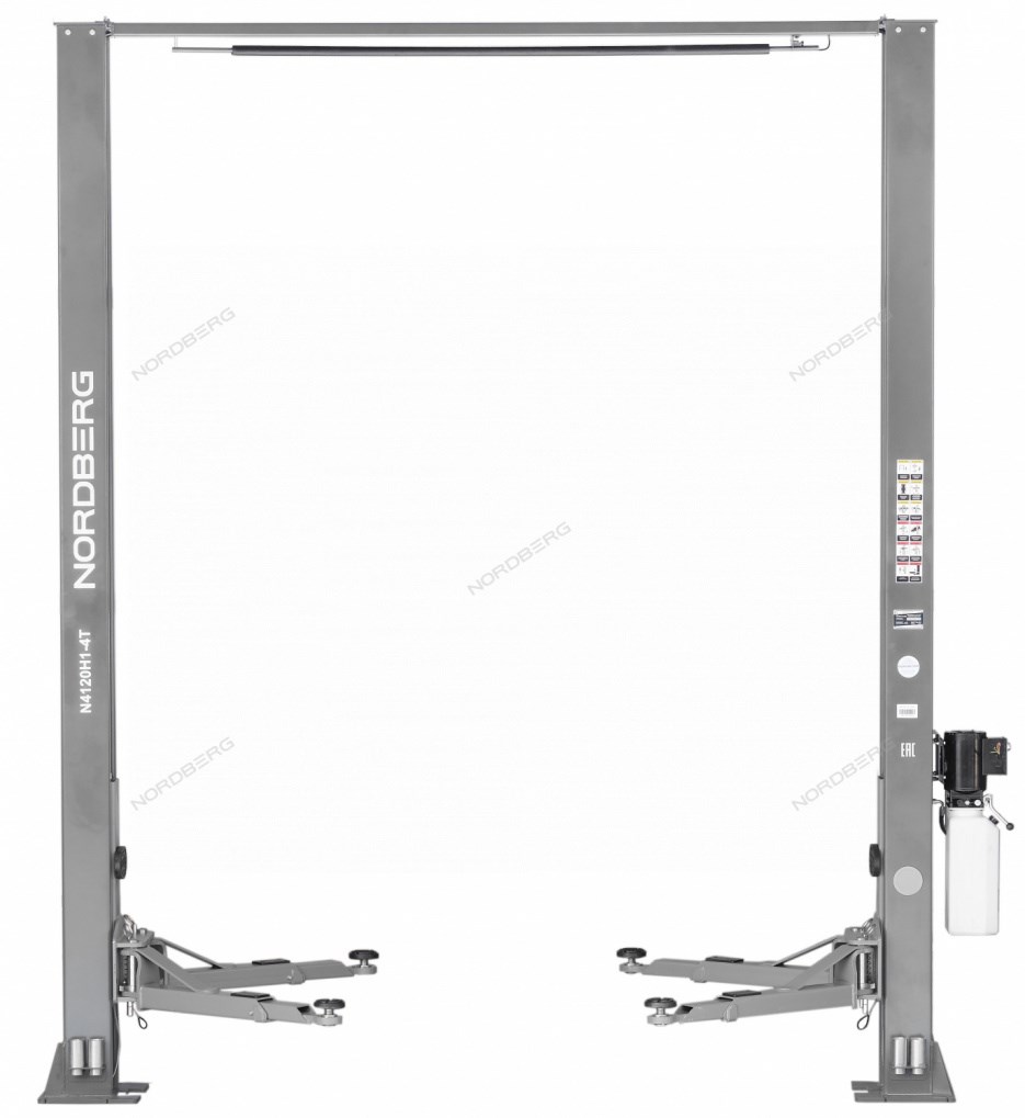 Двухстоечный подъемник NORDBERG N4120H-4G с верхней синхронизацией, г/п 4 т, 380 В, высота 3,6 м (Серый)